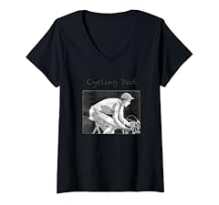 Womens Cycling Dad retro design from the 50s Bicycle outfit V-Neck T-Shirt for sale  Delivered anywhere in UK