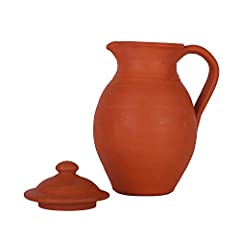 Village Decor Handmade Earthen Clay Water Jug with Lid - Carafes Pitcher 51 Oz(1500 ML) for sale  Delivered anywhere in Canada