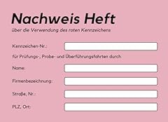 Nachweisheft rote kennzeichen gebraucht kaufen  Wird an jeden Ort in Deutschland