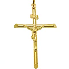 Large 9ct Gold Crucifix Cross Pendant Charm With Jewellery for sale  Delivered anywhere in Ireland