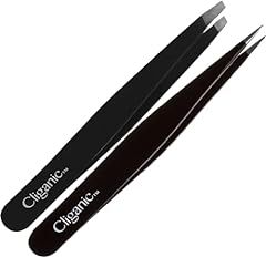 Cliganic Eyebrow Tweezers Set: Slant & Point Precision for sale  Delivered anywhere in Ireland