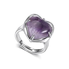 JSDDE Amethyst Healing Crystal Stones Ring Adjustable for sale  Delivered anywhere in UK