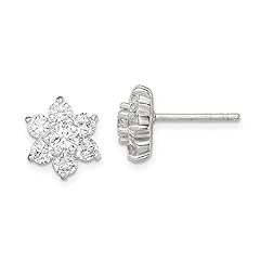 925 Sterling Silver Cubic Zirconia Cz Flower Post Stud for sale  Delivered anywhere in Canada