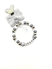 Personalised pram charm in Grey silver white for baby for sale  Delivered anywhere in UK