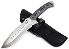 Explorer Black - Premium Quality Outdoor/Survival/Hunting Knife - Micarta Handle, Stainless Steel MV-58 with Genuine Leather Sheath + Firesteel. Made in Spain for sale  Delivered anywhere in Canada