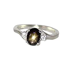 Genuine Black Star Sapphire Sterling Silver Ring with for sale  Delivered anywhere in USA 