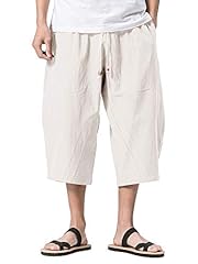 KEFITEVD Men's Summer Three Quarters Loose Cotton Linen for sale  Delivered anywhere in UK