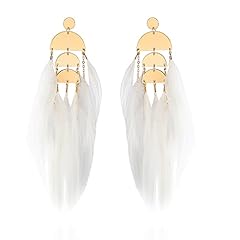 White feather earrings for sale  Delivered anywhere in USA 