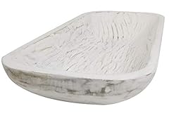 Used, BND+ Wooden Dough Bowl Antique white Vintage Oblong Hand Carved Bowl For Home Decor, Rustic Farmhouse Dough Bowl L19 X W8 X H3 inches for sale  Delivered anywhere in Canada