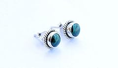 925 Sterling Silver Tibetan Green Malachite Stud Post for sale  Delivered anywhere in UK
