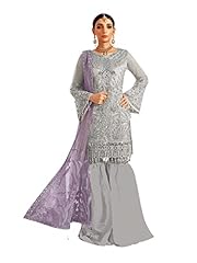 Grey embroidered georgette for sale  Delivered anywhere in UK