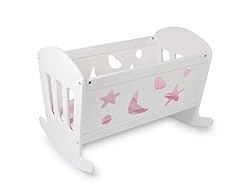 Pink Linens Wooden Crib with Mattress Bino 83699 White Dolls Cot Blanket and 
