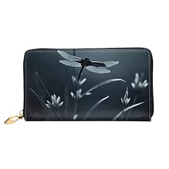 TRSGKSQP Leather Wallet for Women Men Bifold Wallet Ultra Slim Credit Card Holder Dragonfly Silhouette Ladies Clutch Purse for sale  Delivered anywhere in UK
