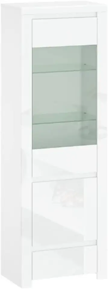 OKL vitrinekast boekenkast Linola klassiek design staande vitrine bergruimte glazen kast met veel vakken opslag wit hoogglans tweedehands  