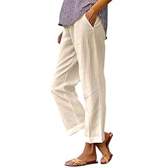 White linen trousers for sale  Delivered anywhere in UK