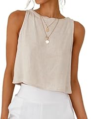 Linen crop tank for sale  Delivered anywhere in USA 