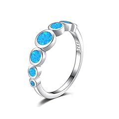 Blue Opal Rings 925 Sterilng Silver Lab Created Opal for sale  Delivered anywhere in UK