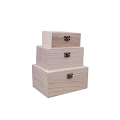Healifty 3pcs Unfinished Rectangular Wooden Box with for sale  Delivered anywhere in UK