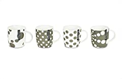 New Bone China Mugs Set of 4 Polka Dot Design Tea Coffee, used for sale  Delivered anywhere in UK