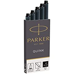 PARKER Quink ricariche per penne stilografiche, cartucce lunghe, inchiostro nero, confezione da 5, usato usato  Spedito ovunque in Italia 