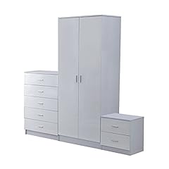 HOMCOM High Gloss 3 Piece Trio Bedroom Furniture Set for sale  Delivered anywhere in UK