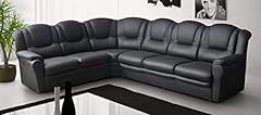 Sofas and More BIG CORNER SOFA TEXAS BLACK SUITE FAUX for sale  Delivered anywhere in UK