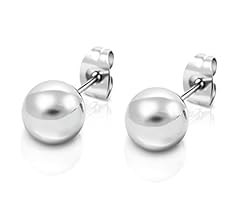 DTPsilver® 925 Sterling Silver Round Ball Studs Earrings for sale  Delivered anywhere in UK