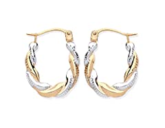 Used, 9ct Yellow & White Gold Rope Creole Hoop Earrings for sale  Delivered anywhere in UK