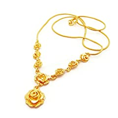 Rose Flower 22k 23k 24k Thai Baht Yellow Gold GP Necklace for sale  Delivered anywhere in USA 