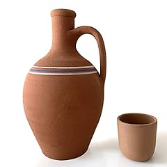 Natural Clay Water Pitcher with a Clay Cup, Unglazed, used for sale  Delivered anywhere in USA 