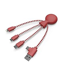 Xoopar Mr Bio 4 in 1 Multi USB Cable - Cavo USB ecologico e biodegradabile - Caricatore USB universale per smartphone Apple iPhone Samsung Google Huawey Xiaomi OnePlus LG Kindle (Rosso) usato  Spedito ovunque in Italia 