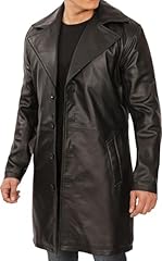 Black leather trench for sale  Delivered anywhere in USA 