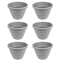 [Set of 6] Large 40cm Beehive Round Grey Planter -Plastic, used for sale  Delivered anywhere in UK