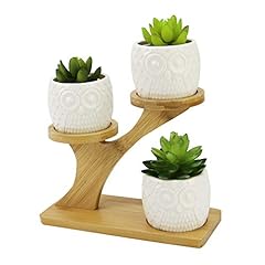 Owl Pots With Stand | 3 Tier Bamboo Plant Stand | 3, used for sale  Delivered anywhere in UK