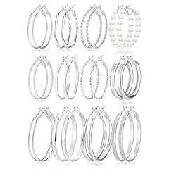 Pairs silver hoop for sale  Delivered anywhere in USA 