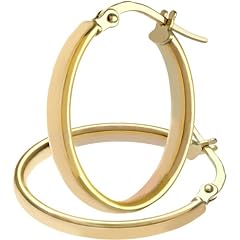 9ct Yellow Gold Earrings - Oval Hoop Women’s Earrings, used for sale  Delivered anywhere in UK