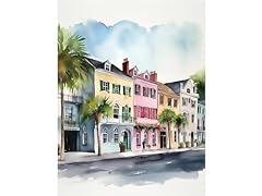 Rainbow row watercolor for sale  Delivered anywhere in USA 