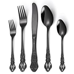 Black silverware set for sale  Delivered anywhere in USA 