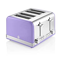 Swan 1600W 4 Slice Retro Toaster, Purple, Defrost,, used for sale  Delivered anywhere in Ireland