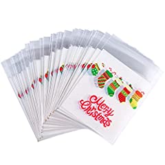 LOKIPA 100 Self Adhesive Christmas Cookie Candy Bags, used for sale  Delivered anywhere in UK