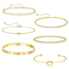6pcs gold bracelet for sale  Delivered anywhere in UK