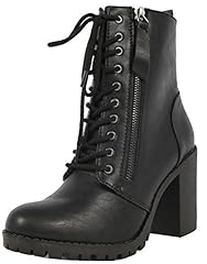 SODA Malia Round Toe Stacked Lug Heel Lace Up Ankle, used for sale  Delivered anywhere in USA 
