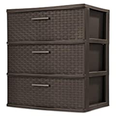Sterilite 25306P01 3 Drawer Wide Weave Tower, Espresso for sale  Delivered anywhere in USA 