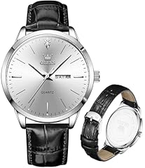 Olevs black leather for sale  Delivered anywhere in USA 