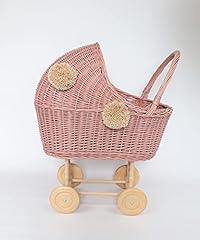 CACKOO Handmade Wicker Pram For Dolls With Cotton Bedding, used for sale  Delivered anywhere in USA 