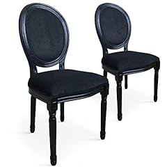Lot de 2 chaises médaillon Louis XVI velours Noir d'occasion  Livré partout en France