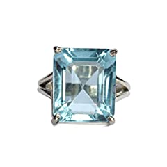 GEMHUB Women 925 Silver Emerald Cut Aquamarine Gemstone for sale  Delivered anywhere in UK