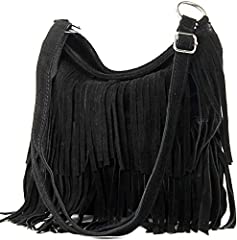 Womens Italian Real Suede Leather Fringe Tassel Shoulder for sale  Delivered anywhere in UK