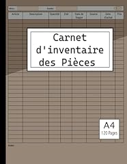 Carnet inventaire pièces d'occasion  Livré partout en France