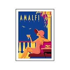 Poster amalfi vintage usato  Spedito ovunque in Italia 